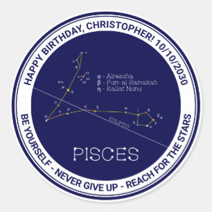 Zodiac Constellation Pisces Runt Klistermärke