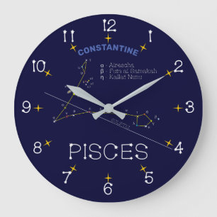 Zodiac Constellation Pisces Stor Klocka