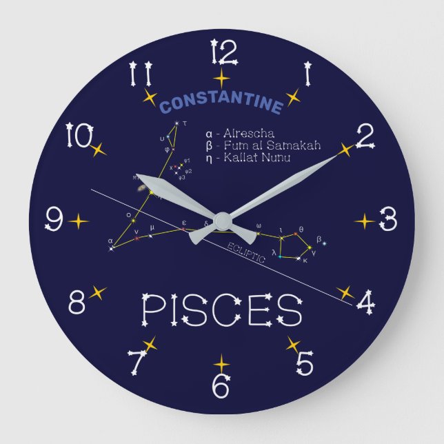 Zodiac Constellation Pisces Stor Klocka (Framsida)