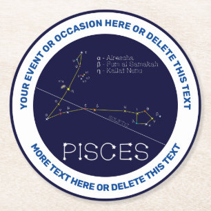 Zodiac Constellation Pisces Underlägg Papper Rund