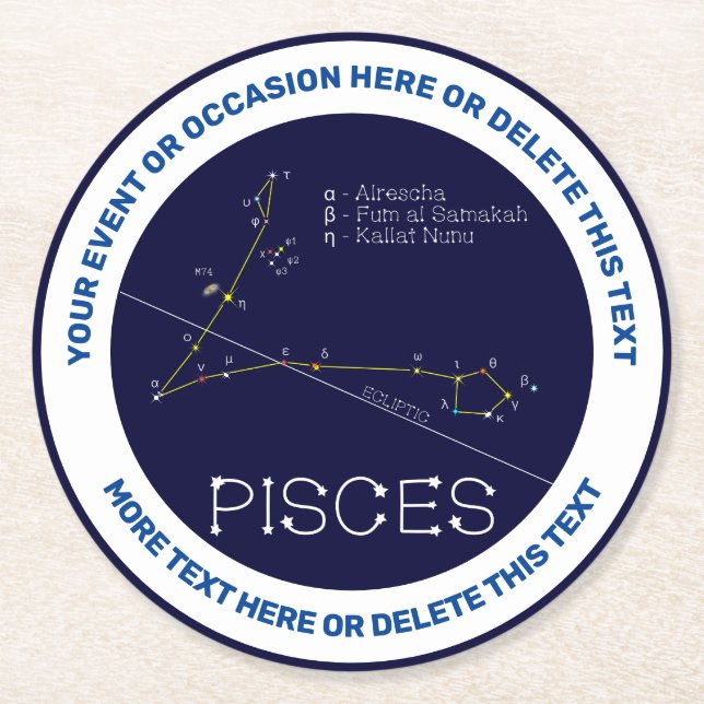 Zodiac Constellation Pisces Underlägg Papper Rund (Framsidan)