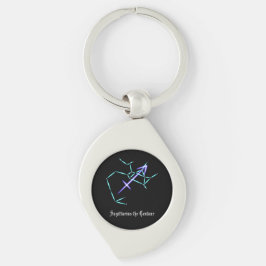 Zodiac Constellation Sagittarius Keychain Swirl Silverfärgad Nyckelring