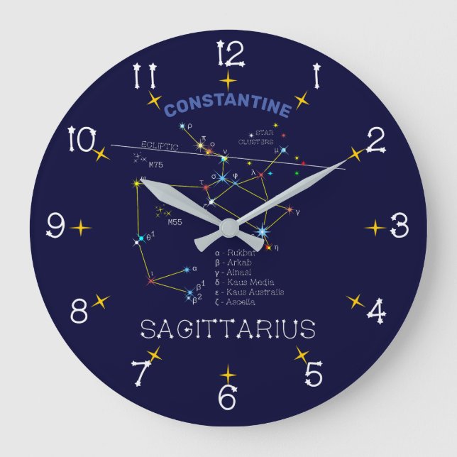 Zodiac Constellation Sagittarius Stor Klocka (Framsida)