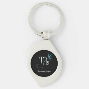 Zodiac Constellation Scorpio Keychain Swirl Silverfärgad Nyckelring