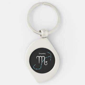 Zodiac Constellation Scorpio Keychain Swirl Silverfärgad Nyckelring