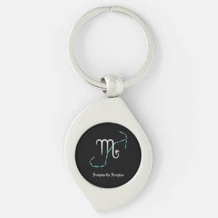 Zodiac Constellation Scorpio Keychain Swirl Silverfärgad Nyckelring
