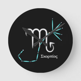 Zodiac Constellation Scorpio Round Clock Rund Klocka
