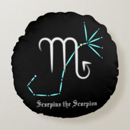 Zodiac Constellation Scorpio Round Pillow Rund Kudde