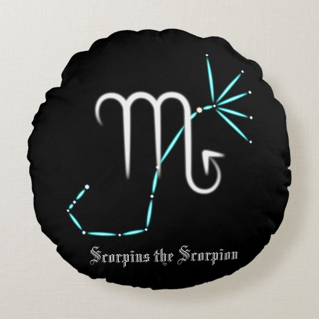Zodiac Constellation Scorpio Round Pillow Rund Kudde (Framsidan)