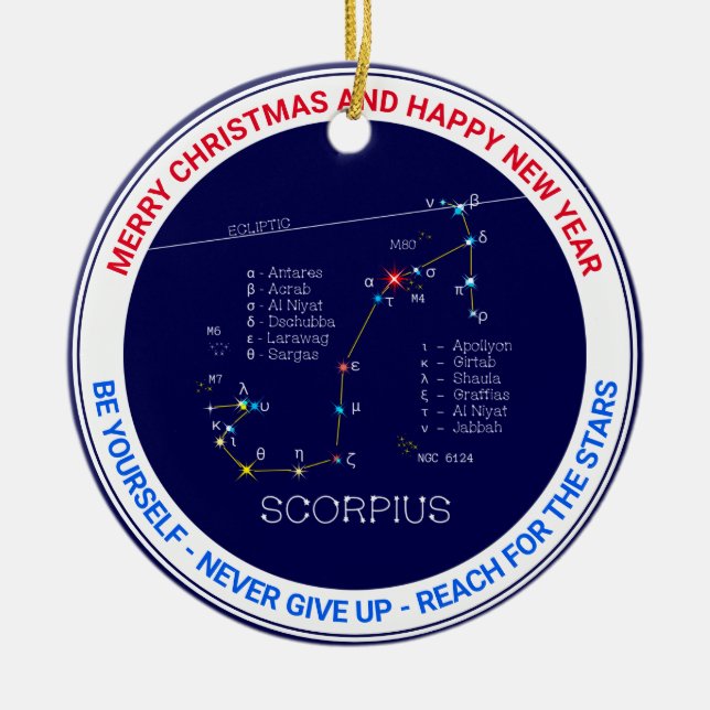 Zodiac Constellation Scorpius Julgransprydnad Keramik (Framsidan)