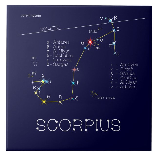 Zodiac Constellation Scorpius Kakelplatta (Framsidan)