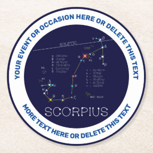 Zodiac Constellation Scorpius Underlägg Papper Rund