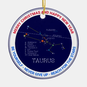 Zodiac Constellation Taurus Julgransprydnad Keramik
