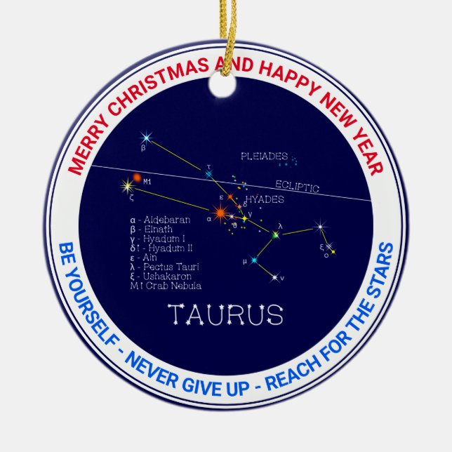 Zodiac Constellation Taurus Julgransprydnad Keramik (Framsidan)