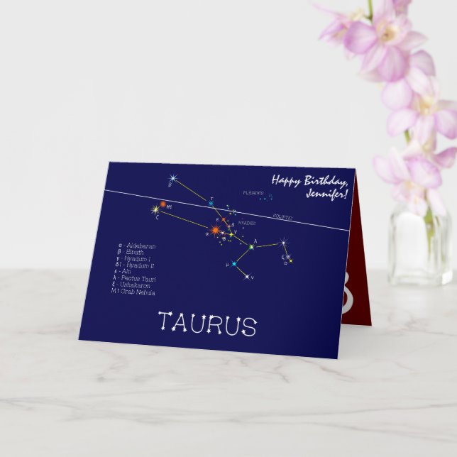 Zodiac Constellation Taurus Kort (Orkide)