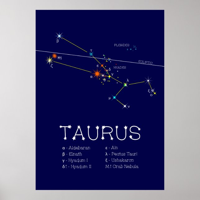 Zodiac Constellation Taurus Poster (Framsidan)