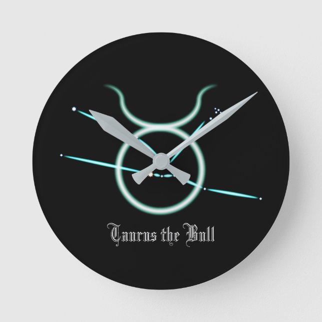 Zodiac Constellation Taurus Round Clock Rund Klocka (Framsida)
