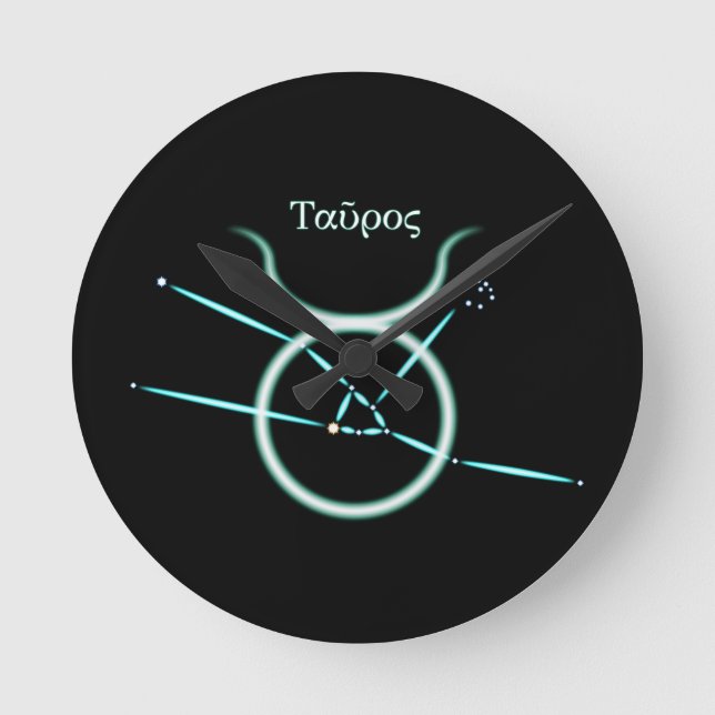 Zodiac Constellation Taurus Round Clock Rund Klocka (Framsida)