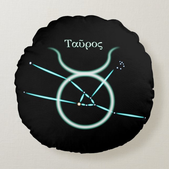 Zodiac Constellation Taurus Round Pillow Rund Kudde (Framsidan)