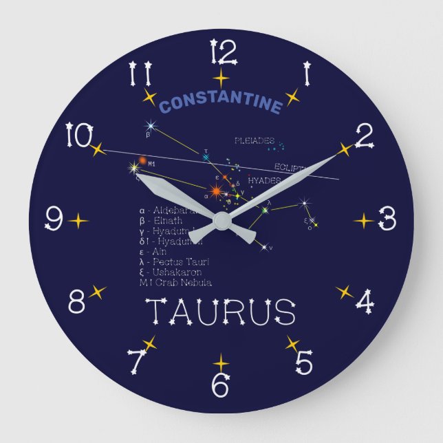 Zodiac Constellation Taurus Stor Klocka (Framsida)