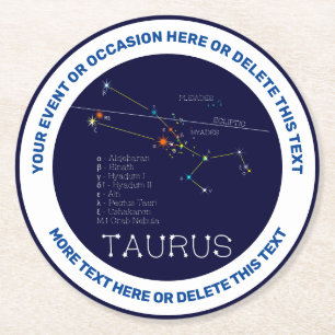 Zodiac Constellation Taurus Underlägg Papper Rund