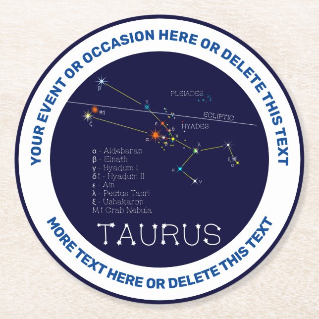 Zodiac Constellation Taurus Underlägg Papper Rund (Framsidan)