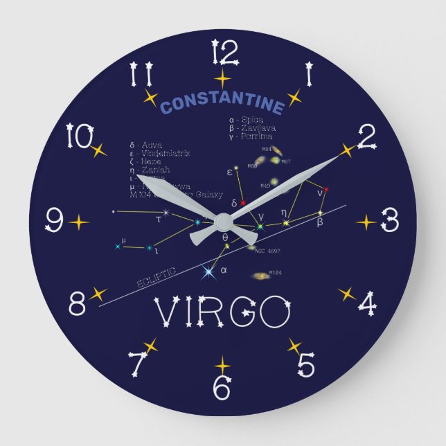 Zodiac Constellation Våg Stor Klocka (Framsida)
