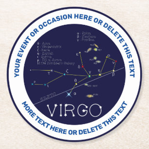 Zodiac Constellation Våg Underlägg Papper Rund