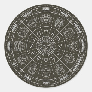 Zodiac Constellation Wheel Runt Klistermärke