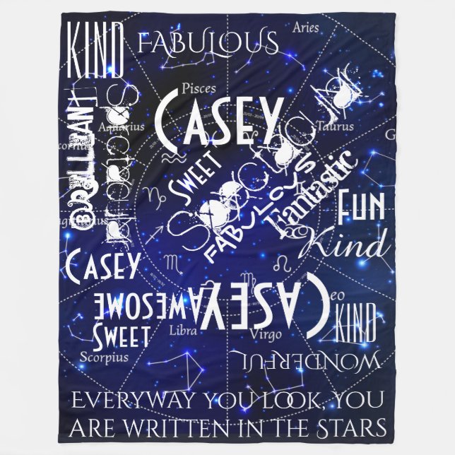 Zodiac Constellations Personalize Namn och Ord Fleecefilt (Framsidan)