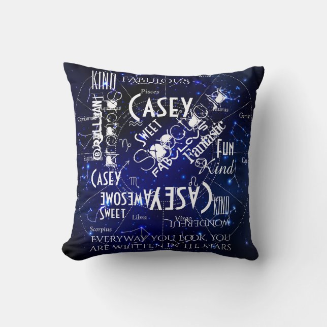 Zodiac Constellations Personalize Namn och Ord Kudde (Framsida)