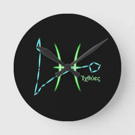 Zodiac Constellations Pisces Round Clock Rund Klocka