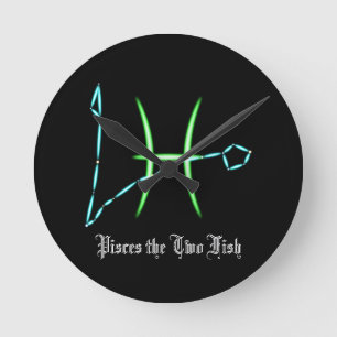 Zodiac Constellations Pisces Round Clock Rund Klocka