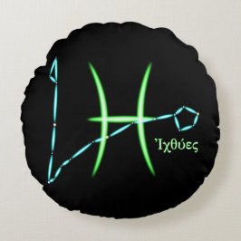 Zodiac Constellations Pisces Round Pillow Rund Kudde