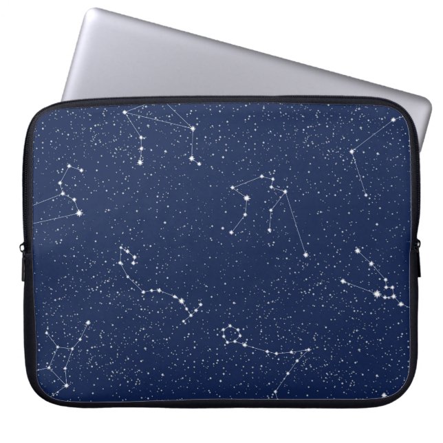 Zodiac Constellations with a Mörk blått Starry Him Laptop Fodral (Framsidan)