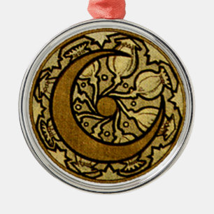 Zodiac Crescent Måne Mucha Julgransprydnad Metall