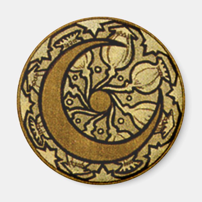 Zodiac Crescent Måne Mucha Magnet (Framsidan)