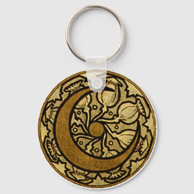 Zodiac Crescent Måne Mucha Nyckelring (Framsida)
