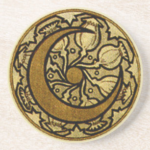 Zodiac Crescent Måne Mucha Underlägg Sandsten