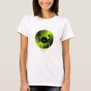 Zodiac Design Metallic Grönt Cancer T Shirt