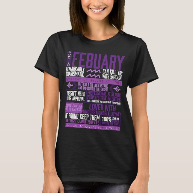 Zodiac Februari Birthday Aquarian Firants T Shirt (Framsida)