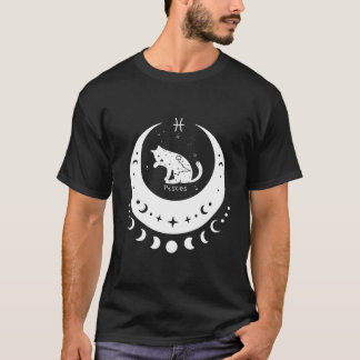 Zodiac Fiskarna Horoskop Astrologi Tecken Katt Hal T Shirt