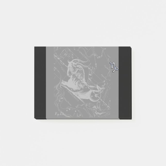 Zodiac för kromstilcapricornen undertecknar på post-it block (Framsida)