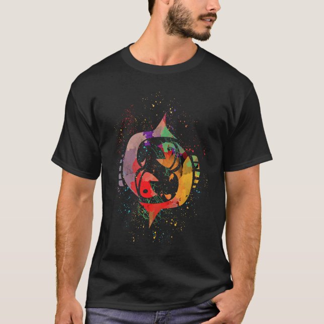 Zodiac  for Pisces Fish Artwork Horoscope Astrolog T Shirt (Framsida)