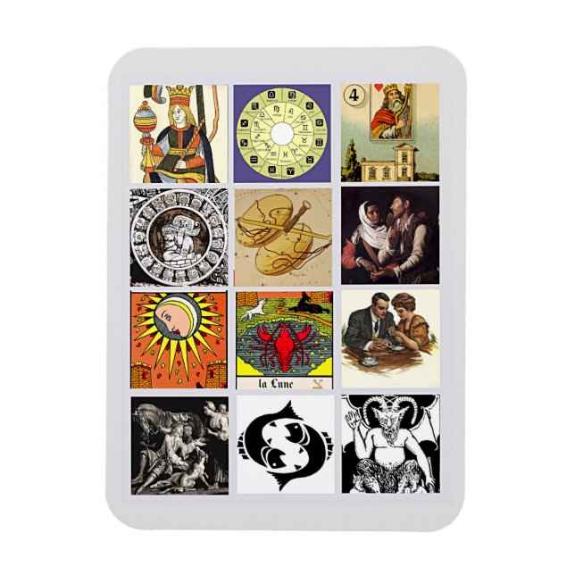 Zodiac Fortune Teller Tarot Card Art Collage Magnet (Vertikal)
