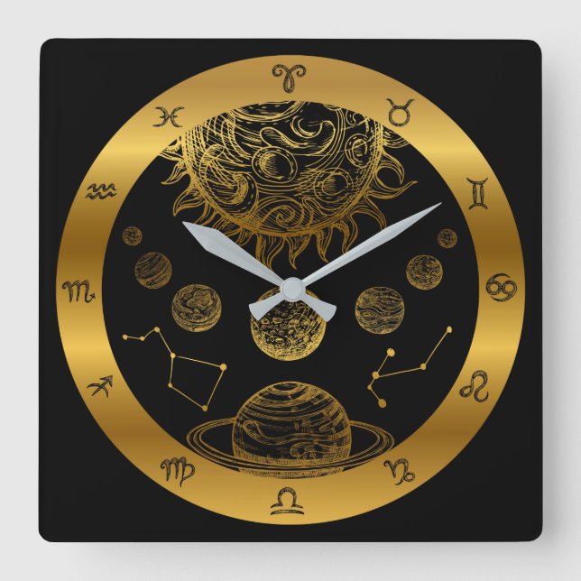 Zodiac Fyrkantig Klocka (Framsida)