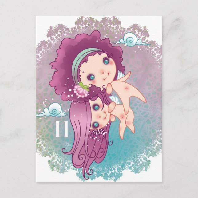 Zodiac gémeaux gemini vykort (Framsida)