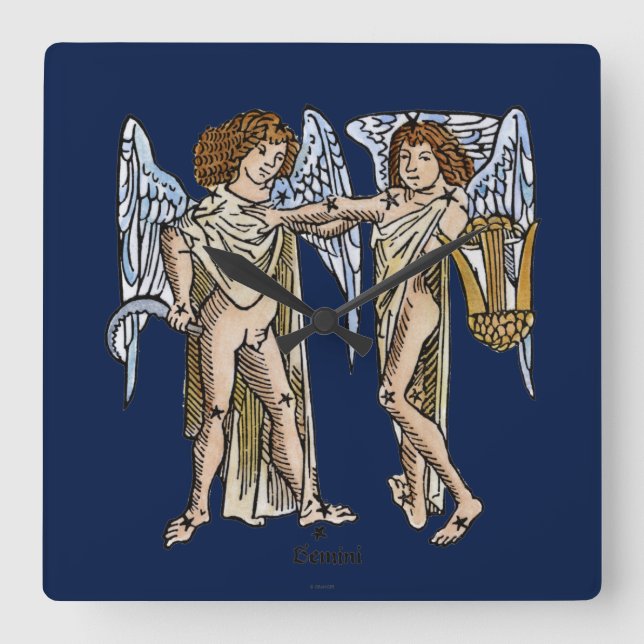 Zodiac: Gemini 1482 Fyrkantig Klocka (Framsida)