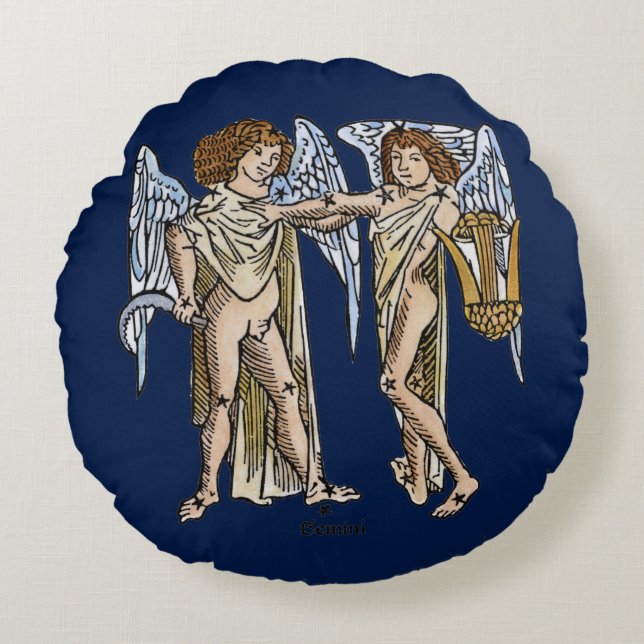 Zodiac: Gemini 1482 Rund Kudde (Framsidan)