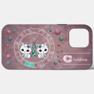 Zodiac Gemini Cute Cat Wheel Planet Astrology
